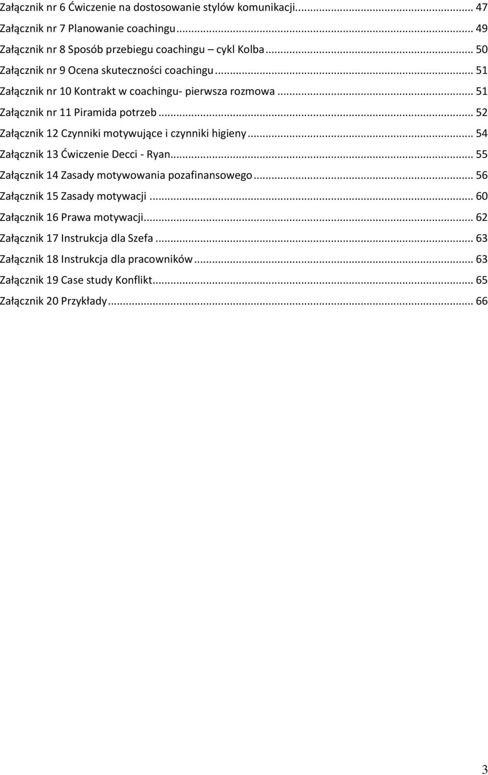 .. 52 Załącznik 12 Czynniki motywujące i czynniki higieny... 54 Załącznik 13 Ćwiczenie Decci - Ryan... 55 Załącznik 14 Zasady motywowania pozafinansowego.