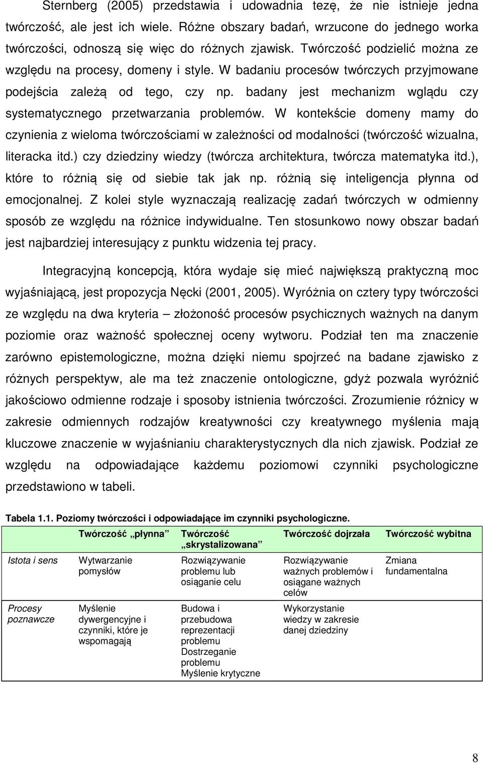 badany jest mechanizm wglądu czy systematycznego przetwarzania problemów. W kontekście domeny mamy do czynienia z wieloma twórczościami w zależności od modalności (twórczość wizualna, literacka itd.