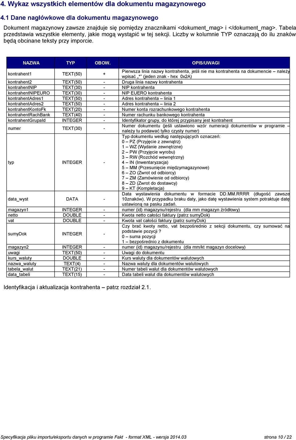 kontrahent1 TEXT(50) + Pierwsza linia nazwy kontrahenta, jeśli nie ma kontrahenta na dokumencie należy wpisać * (jeden znak - hex 0x2A) kontrahent2 TEXT(50) - Druga linia nazwy kontrahenta