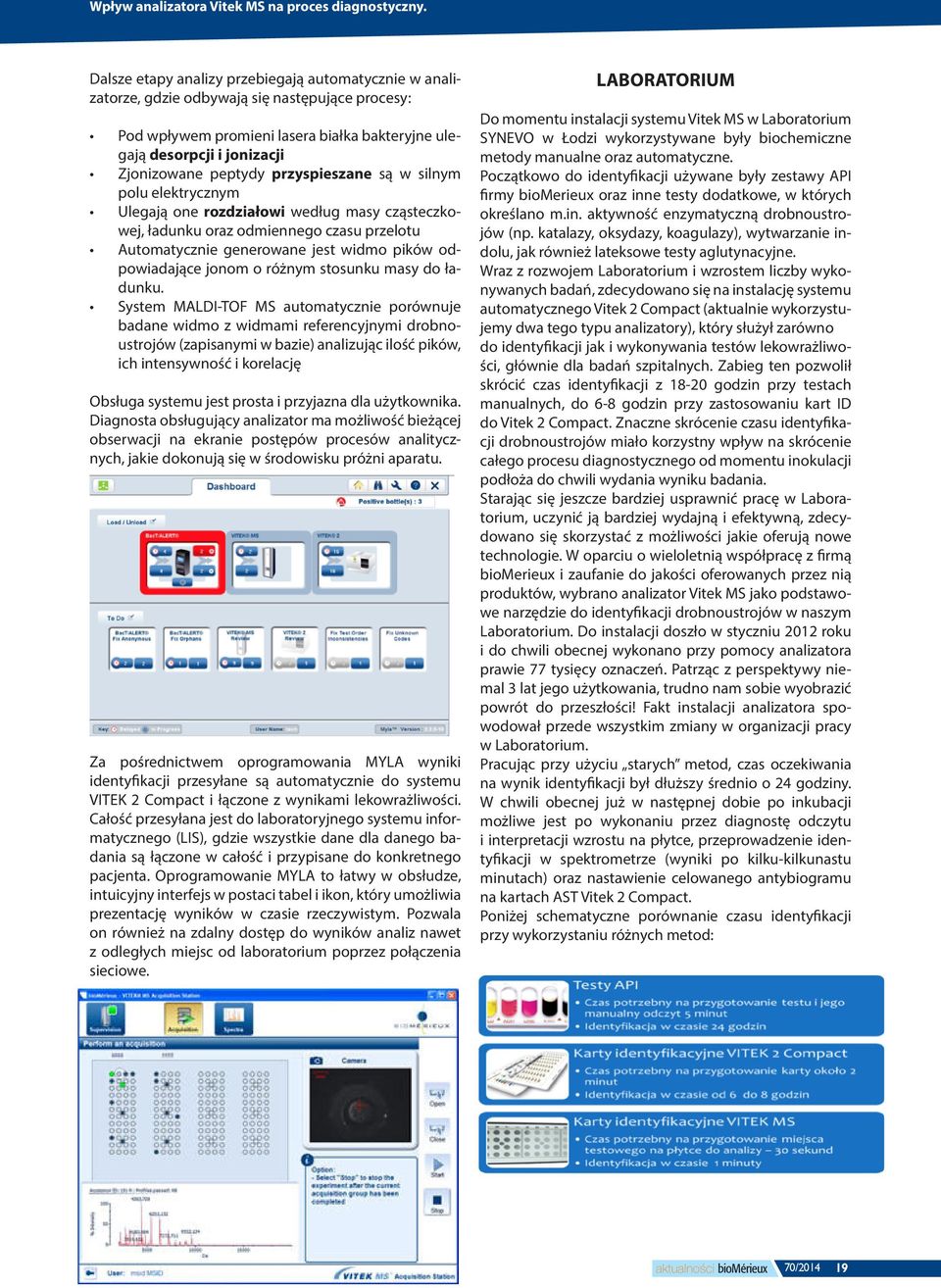 przyspieszane są w silnym polu elektrycznym Ulegają one rozdziałowi według masy cząsteczkowej, ładunku oraz odmiennego czasu przelotu Automatycznie generowane jest widmo pików odpowiadające jonom o