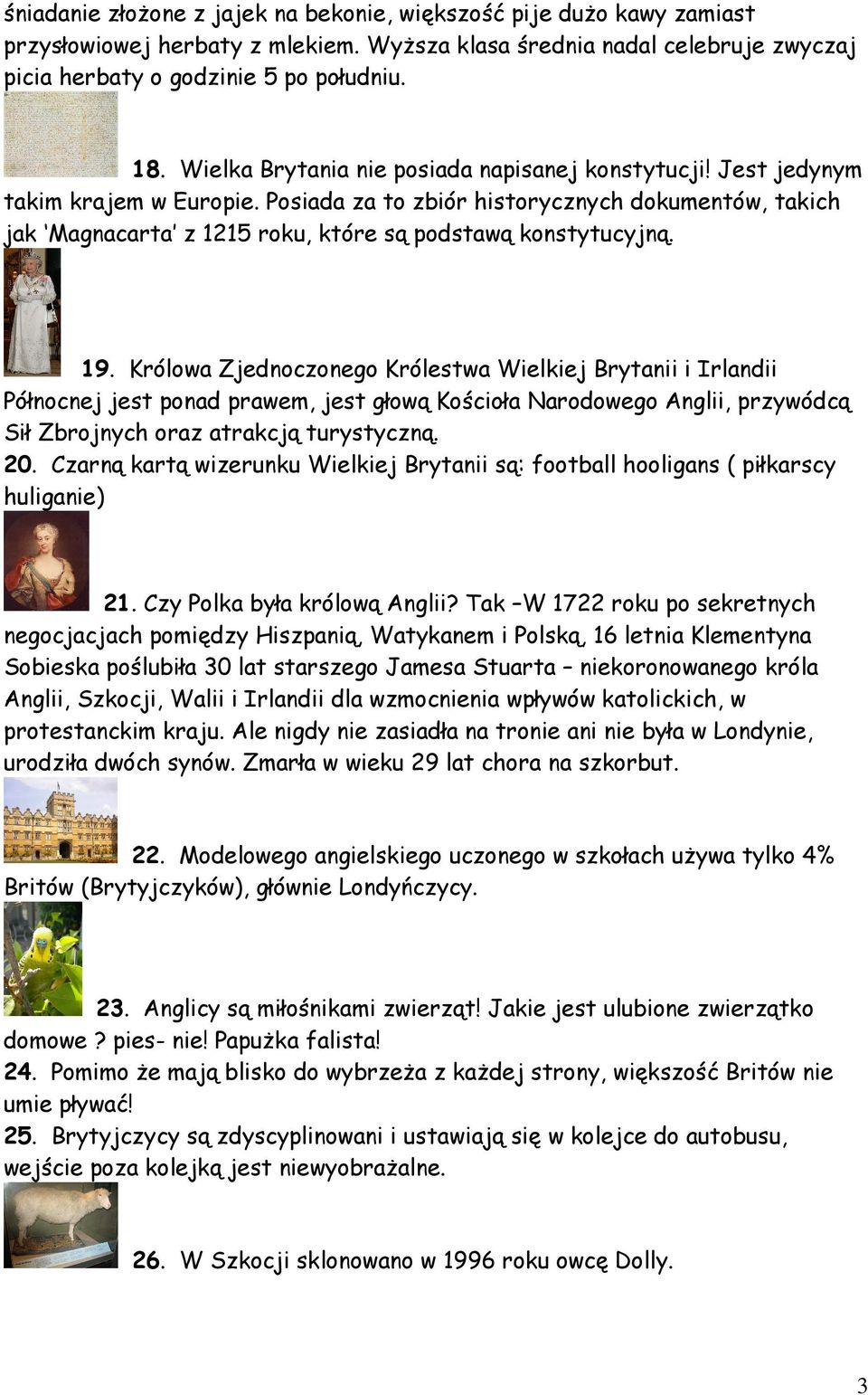 Posiada za to zbiór historycznych dokumentów, takich jak Magnacarta z 1215 roku, które są podstawą konstytucyjną. 19.