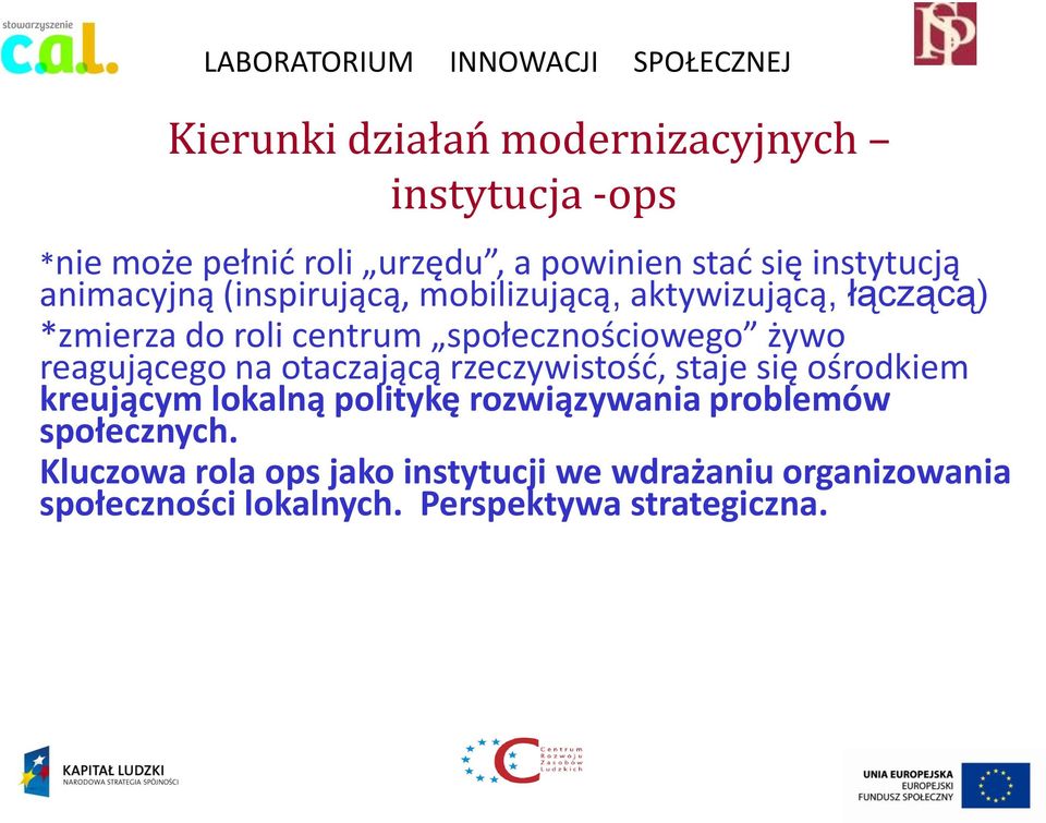 reagującego na otaczającą rzeczywistośd, staje się ośrodkiem kreującym lokalną politykę rozwiązywania problemów