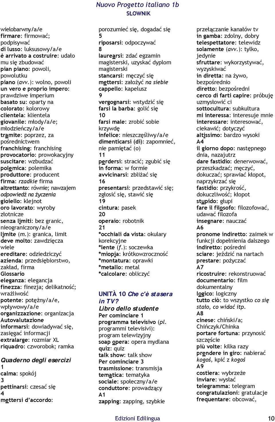 franchising: franchising provocatorio: prowokacyjny suscitare: wzbudzać polemica: polemika produttore: producent firma: rzadkie firma altrettanto: równie; nawzajem odpowiedź na życzenia gioiello: