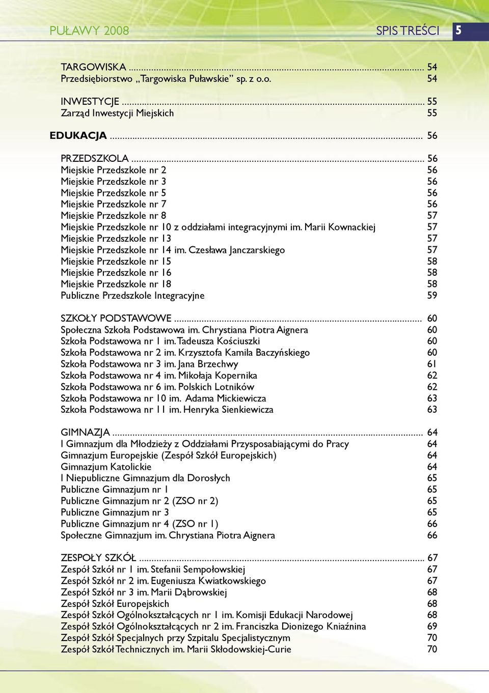 integracyjnymi im. Marii Kownackiej 57 Miejskie Przedszkole nr 13 57 Miejskie Przedszkole nr 14 im.