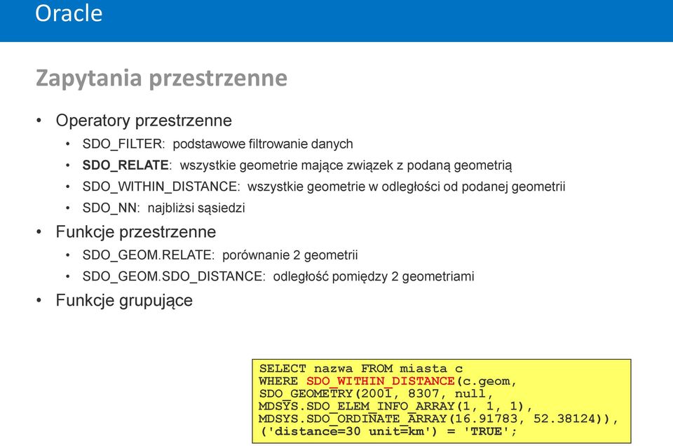 RELATE: porównanie 2 geometrii SDO_GEOM.