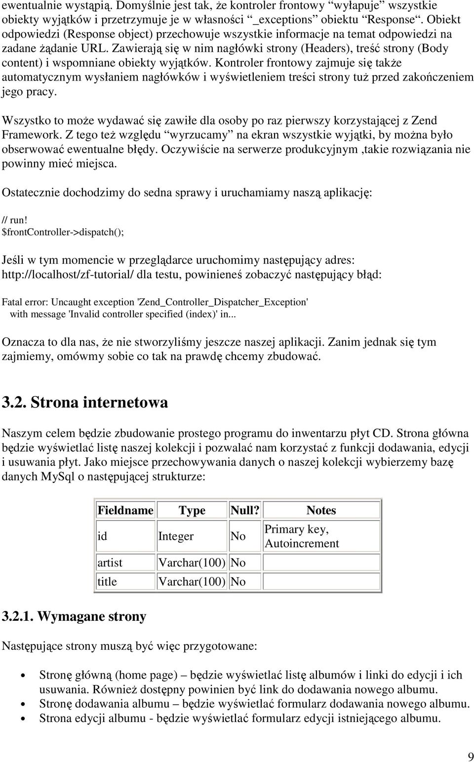 Zawierają się w nim nagłówki strony (Headers), treść strony (Body content) i wspomniane obiekty wyjątków.