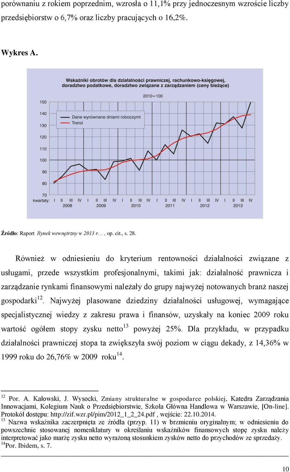 Również w odniesieniu do kryterium rentowności działalności związane z usługami, przede wszystkim profesjonalnymi, takimi jak: działalność prawnicza i zarządzanie rynkami finansowymi należały do