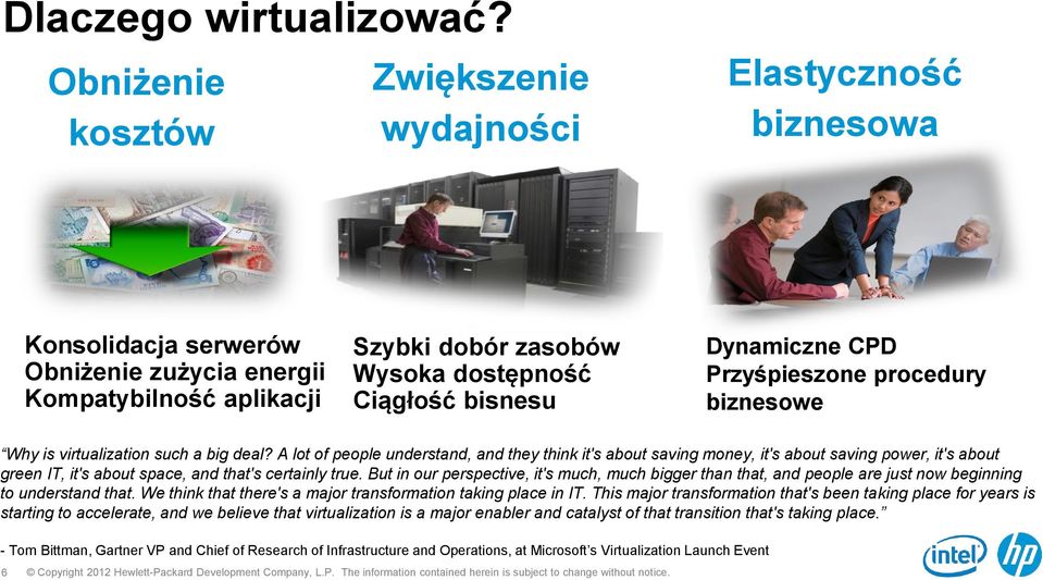 Dynamiczne CPD Przyśpieszone procedury biznesowe Why is virtualization such a big deal?