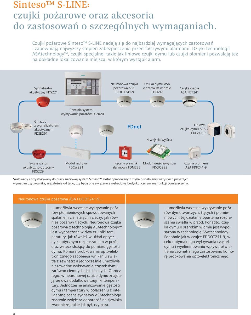 Dzięki technologii ASAtechnology, czujki specjalne, takie jak liniowe czujki dymu lub czujki płomieni pozwalają też na dokładne lokalizowanie miejsca, w którym wystąpił alarm.