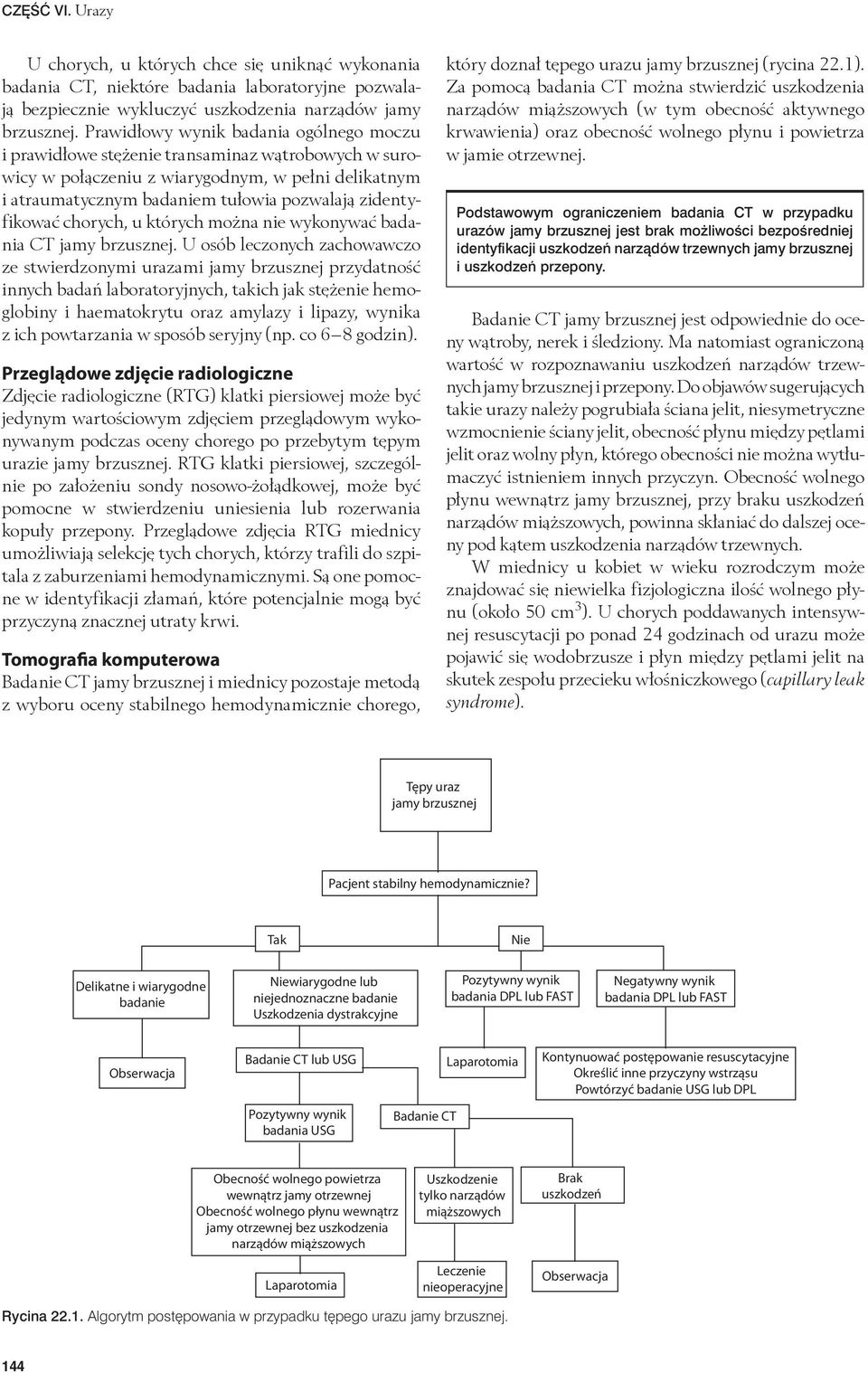 zidentyfikować chorych, u których można nie wykonywać badania CT jamy brzusznej.