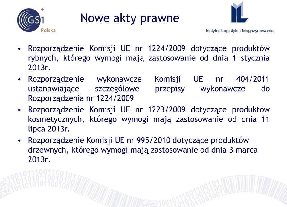 Rozporządzenie wykonawcze Komisji UE nr 404/2011 ustanawiające szczegółowe przepisy wykonawcze do Rozporządzenia nr 1224/2009