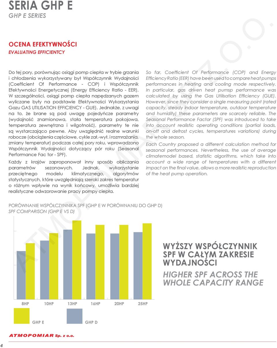 W szczególności, osiągi pomp ciepła napędzanych gazem wyliczane były na podstawie Efektywności Wykorzystania Gazu GAS UTILISATION EFFICIENCY - GUE).