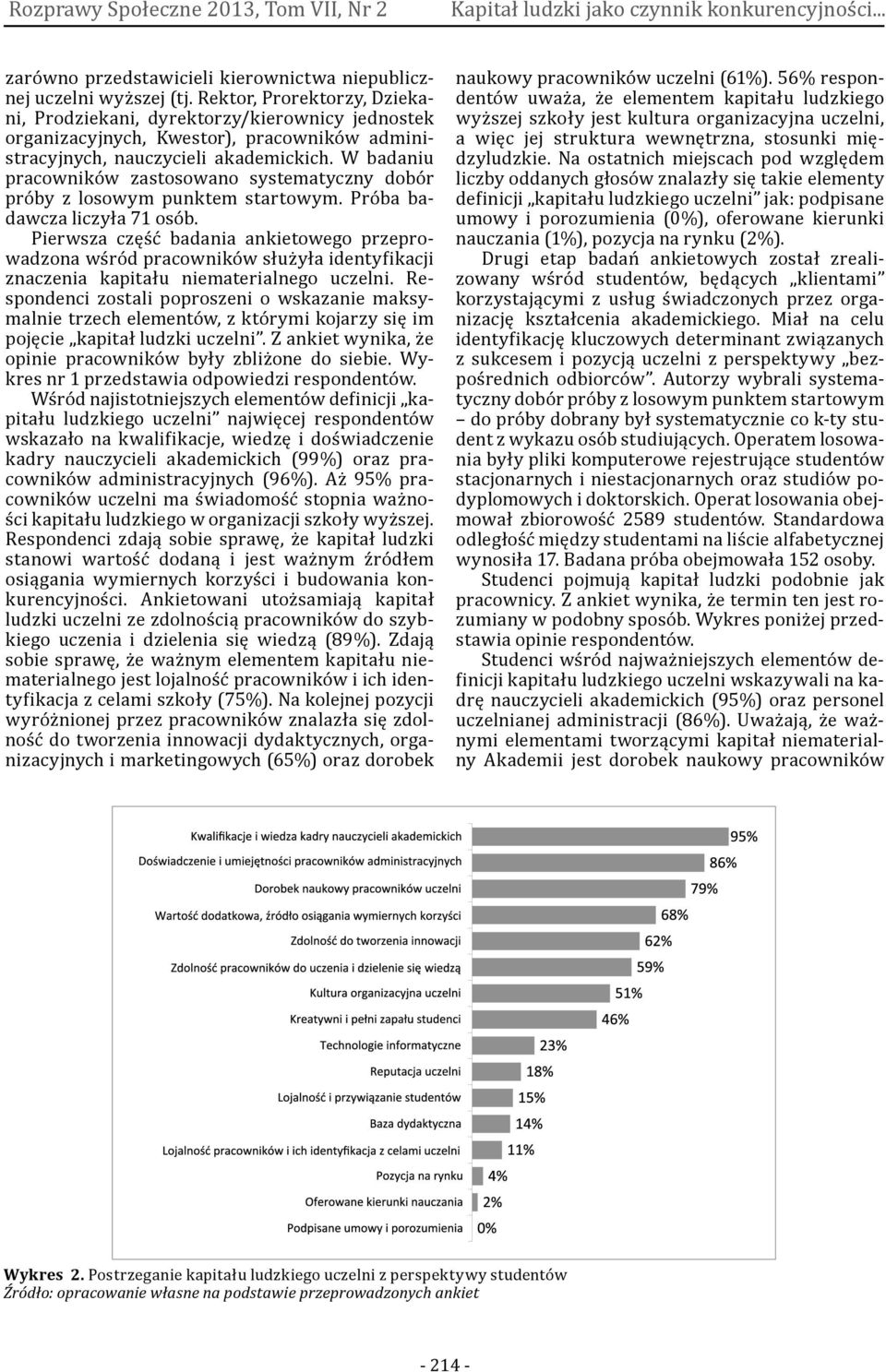 W badaniu pracowników zastosowano systematyczny dobór próby z losowym punktem startowym. Próba badawcza liczyła 71 osób.