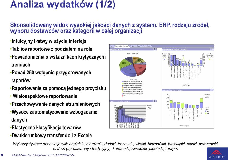 Przechowywanie danych strumieniowych Wysoce zautomatyzowane wzbogacanie danych Elastyczna klasyfikacja towarów Dwukierunkowy transfer do i z Excela Wykorzystywane obecnie języki: angielski,