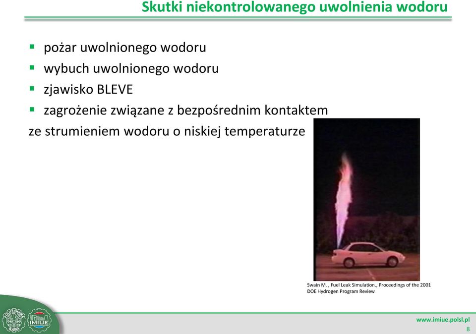 bezpośrednim kontaktem ze strumieniem wodoru o niskiej temperaturze