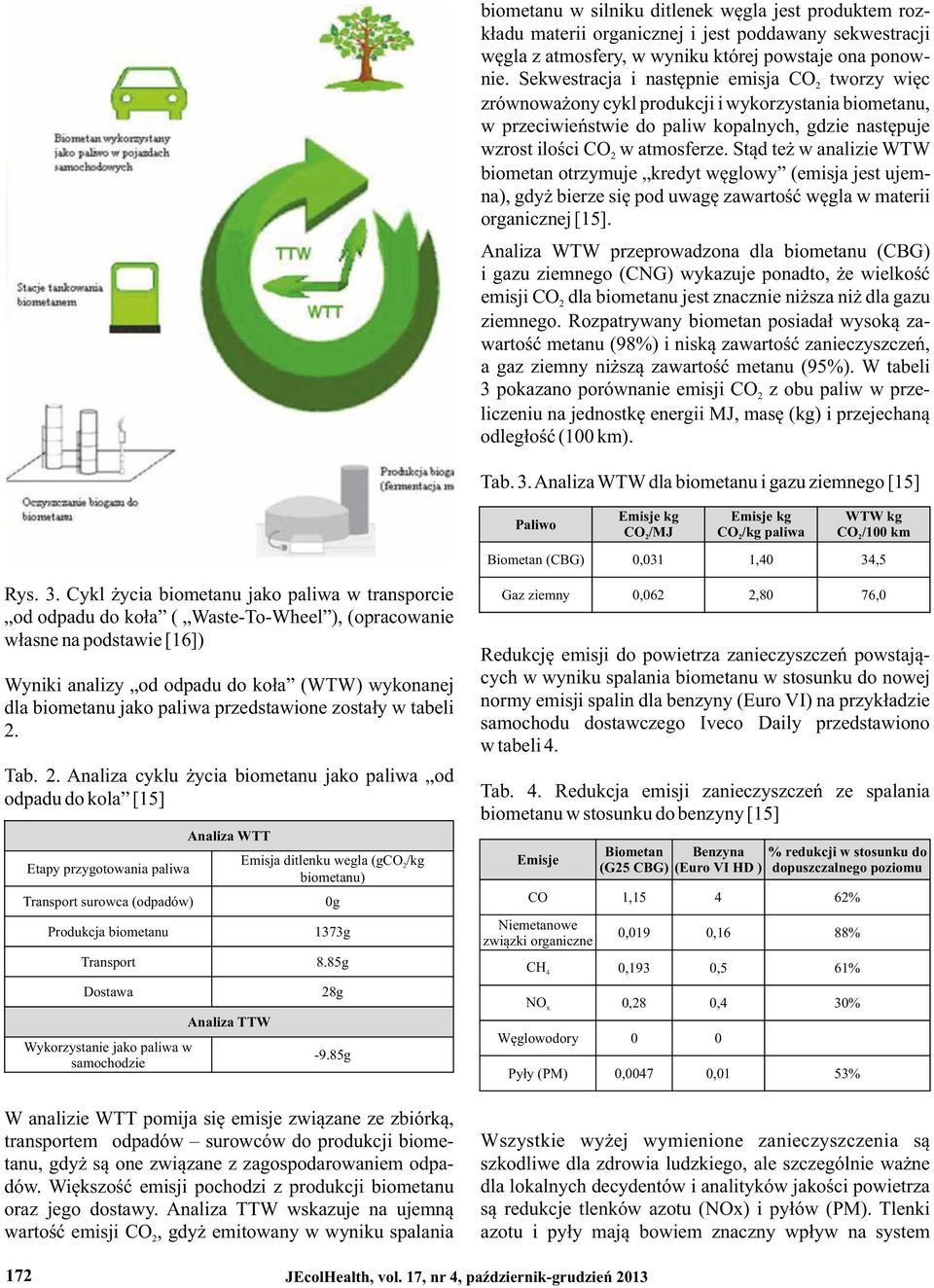 Stąd też w analizie WTW biometan otrzymuje kredyt węglowy (emisja jest ujemna), gdyż bierze się pod uwagę zawartość węgla w materii organicznej [15].