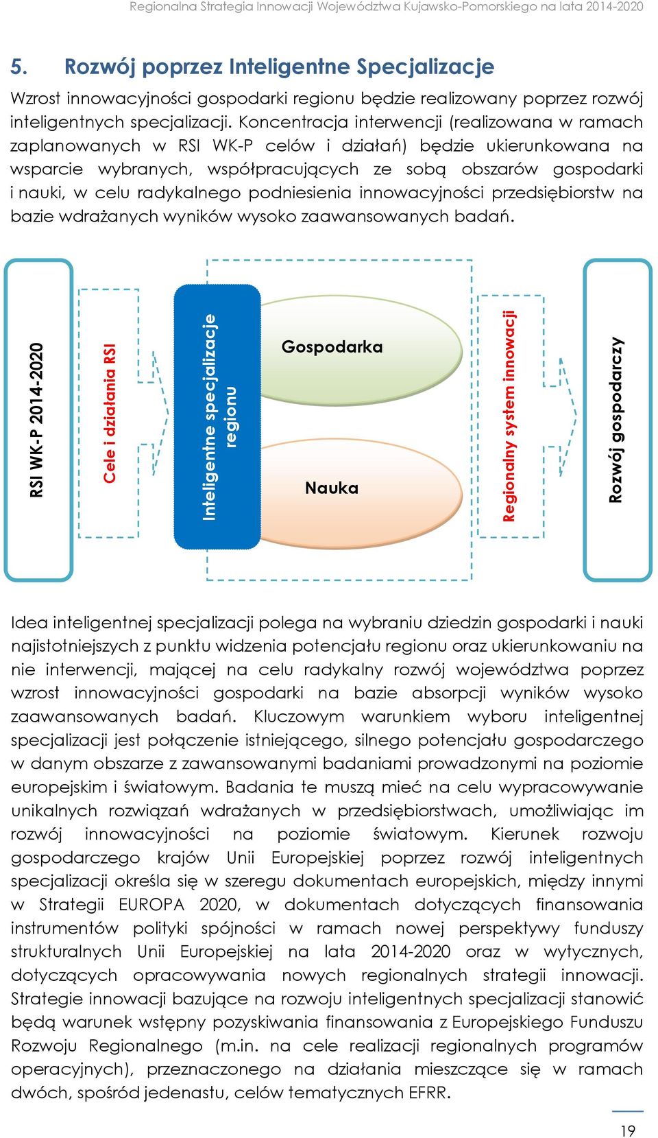 Koncentracja interwencji (realizowana w ramach zaplanowanych w RSI WK-P celów i działań) będzie ukierunkowana na wsparcie wybranych, współpracujących ze sobą obszarów gospodarki i nauki, w celu