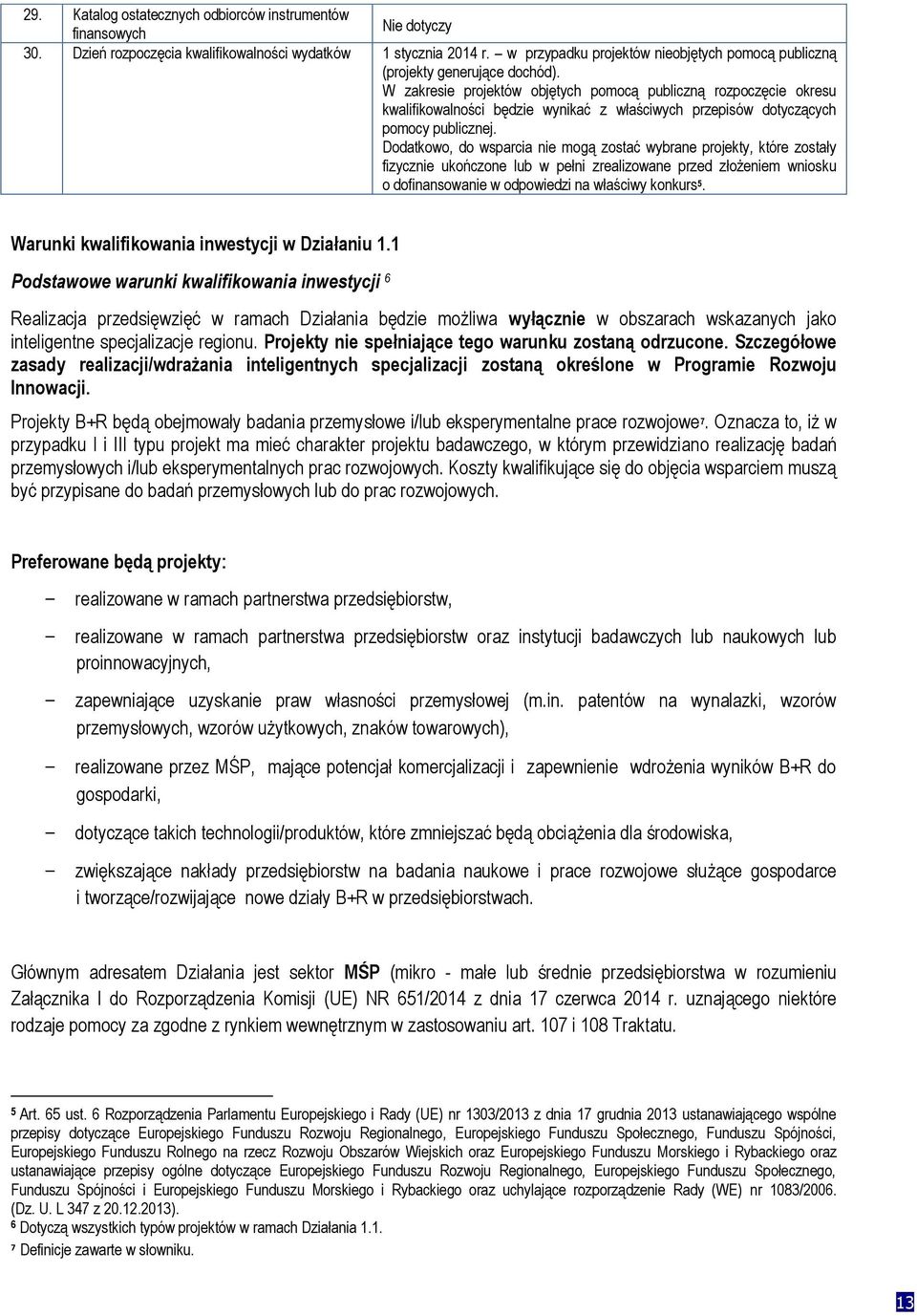 W zakresie projektów objętych pomocą publiczną rozpoczęcie okresu kwalifikowalności będzie wynikać z właściwych przepisów dotyczących pomocy publicznej.