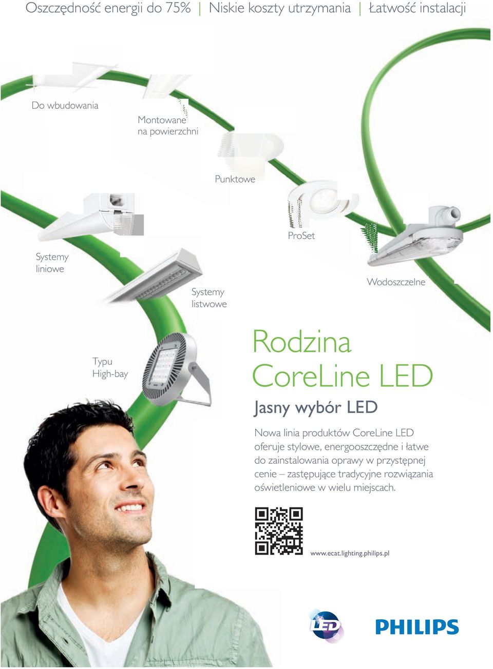 LED Nowa linia produktów CoreLine LED oferuje stylowe, energooszczędne i łatwe do zainstalowania oprawy w
