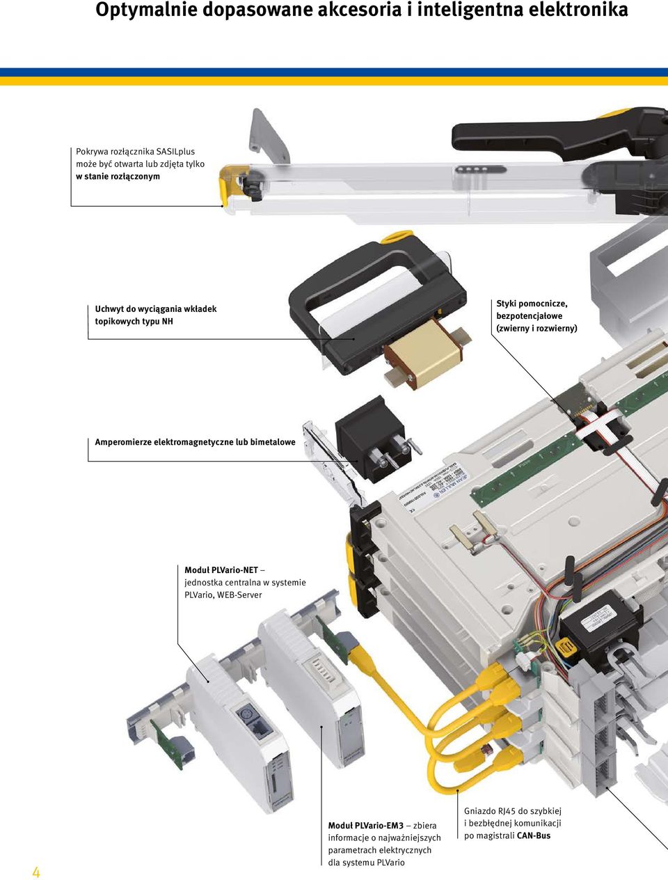 elektromagnetyczne lub bimetalowe Moduł PLVario-NET jednostka centralna w systemie PLVario, WEB-Server 4 Moduł PLVario-EM3 zbiera