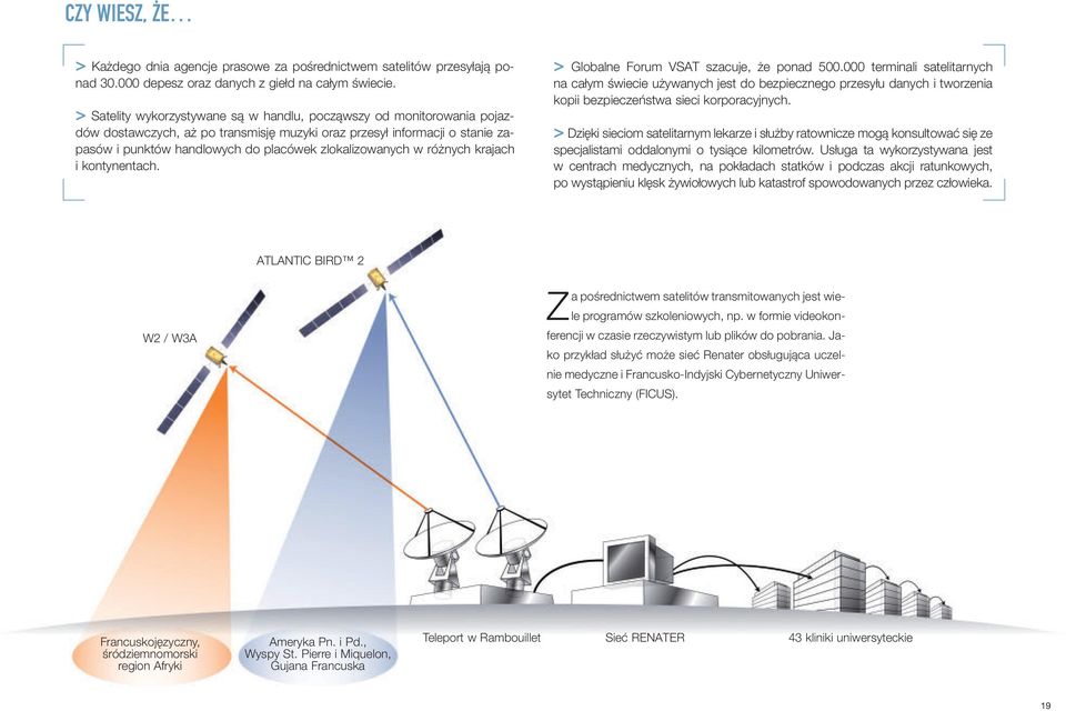 zlokalizowanych w różnych krajach i kontynentach. > Globalne Forum VSAT szacuje, że ponad 500.