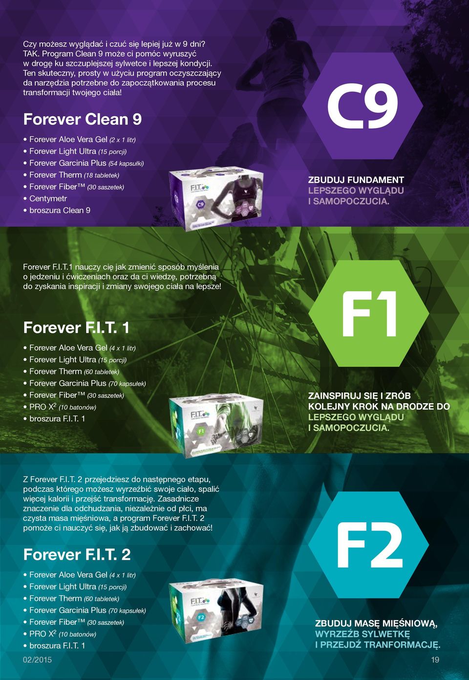 Forever Clean 9 Forever Aloe Vera Gel (2 x 1 litr) Forever Light Ultra (15 porcji) Forever Garcinia Plus (54 kapsułki) Forever Therm (18 tabletek) Forever Fiber (30 saszetek) Centymetr broszura Clean