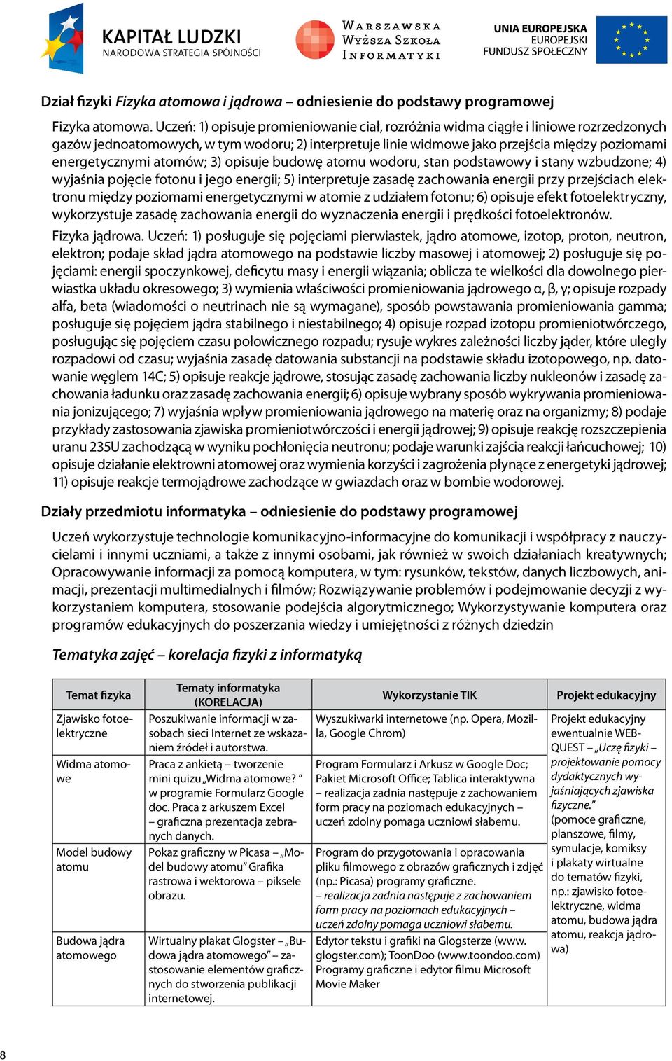 atomów; 3) opisuje budowę atomu wodoru, stan podstawowy i stany wzbudzone; 4) wyjaśnia pojęcie fotonu i jego energii; 5) interpretuje zasadę zachowania energii przy przejściach elektronu między