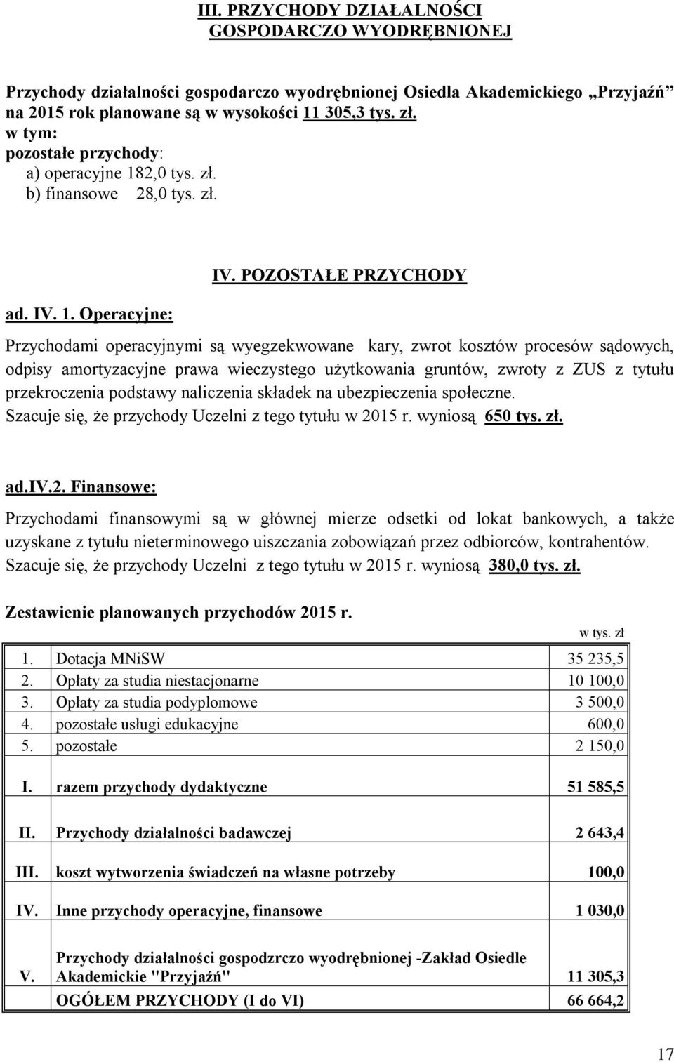 POZOSTAŁE PRZYCHODY Przychodami operacyjnymi są wyegzekwowane kary, zwrot kosztów procesów sądowych, odpisy amortyzacyjne prawa wieczystego użytkowania gruntów, zwroty z ZUS z tytułu przekroczenia