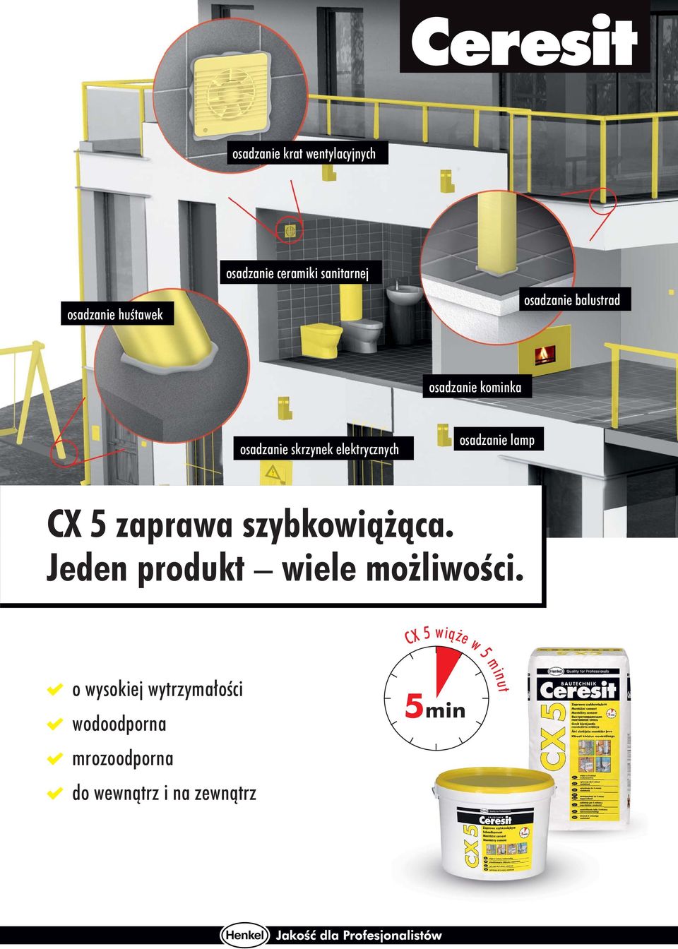 osadzanie lamp CX 5 zaprawa szybkowiążąca. Jeden produkt wiele możliwości.