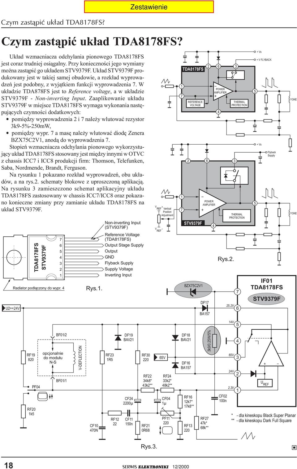 W uk³adzie TDA878FS jest to Reference voltage, a w uk³adzie STV9379F - Non-inverting Input.