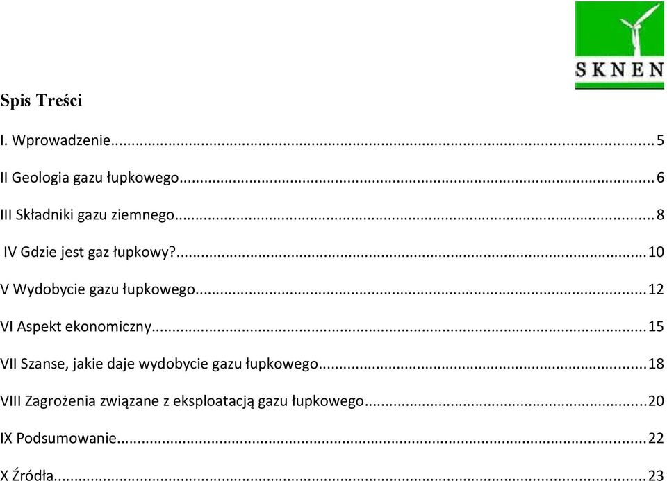 ...10 V Wydobycie gazu łupkowego...12 VI Aspekt ekonomiczny.