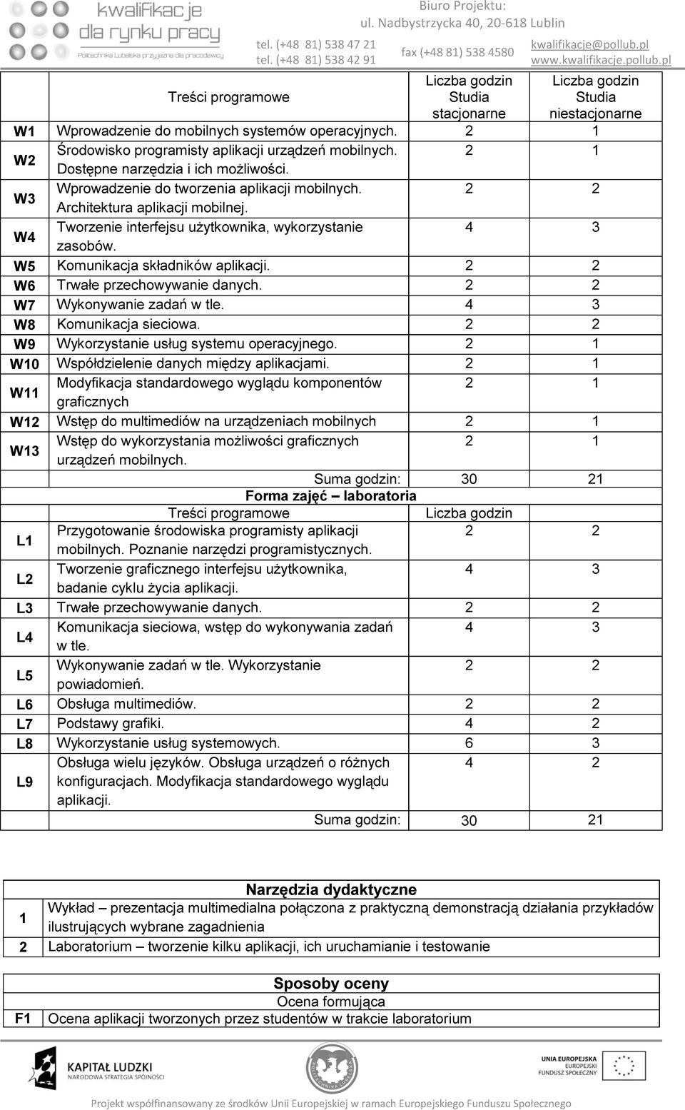 W6 Trwałe przechowywanie danych. W7 Wykonywanie zadań w tle. W8 Komunikacja sieciowa. W9 Wykorzystanie usług systemu operacyjnego. 2 1 W10 Współdzielenie danych między aplikacjami.