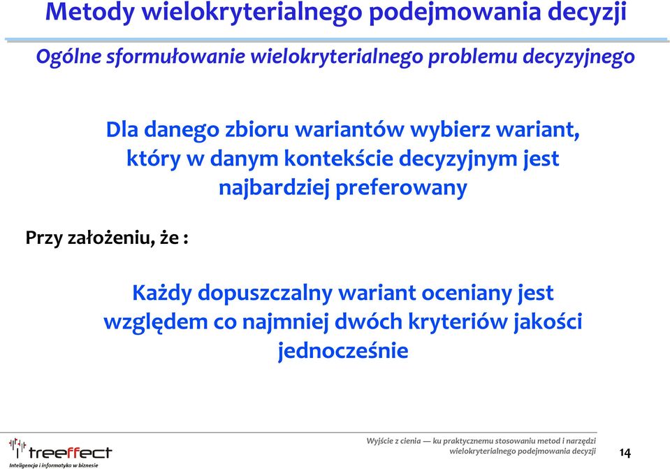 decyzyjnym jest najbardziej preferowany Przy założeniu, że : Każdy