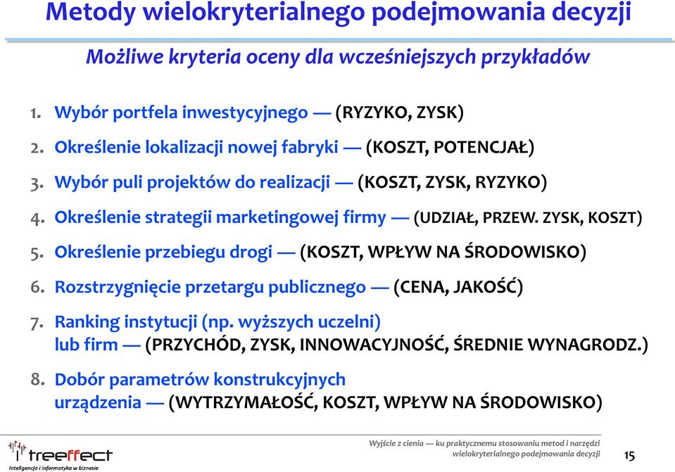 Określenie strategii marketingowej firmy (UDZIAŁ, PRZEW. ZYSK, KOSZT) 5. Określenie przebiegu drogi (KOSZT, WPŁYW NA ŚRODOWISKO) 6.