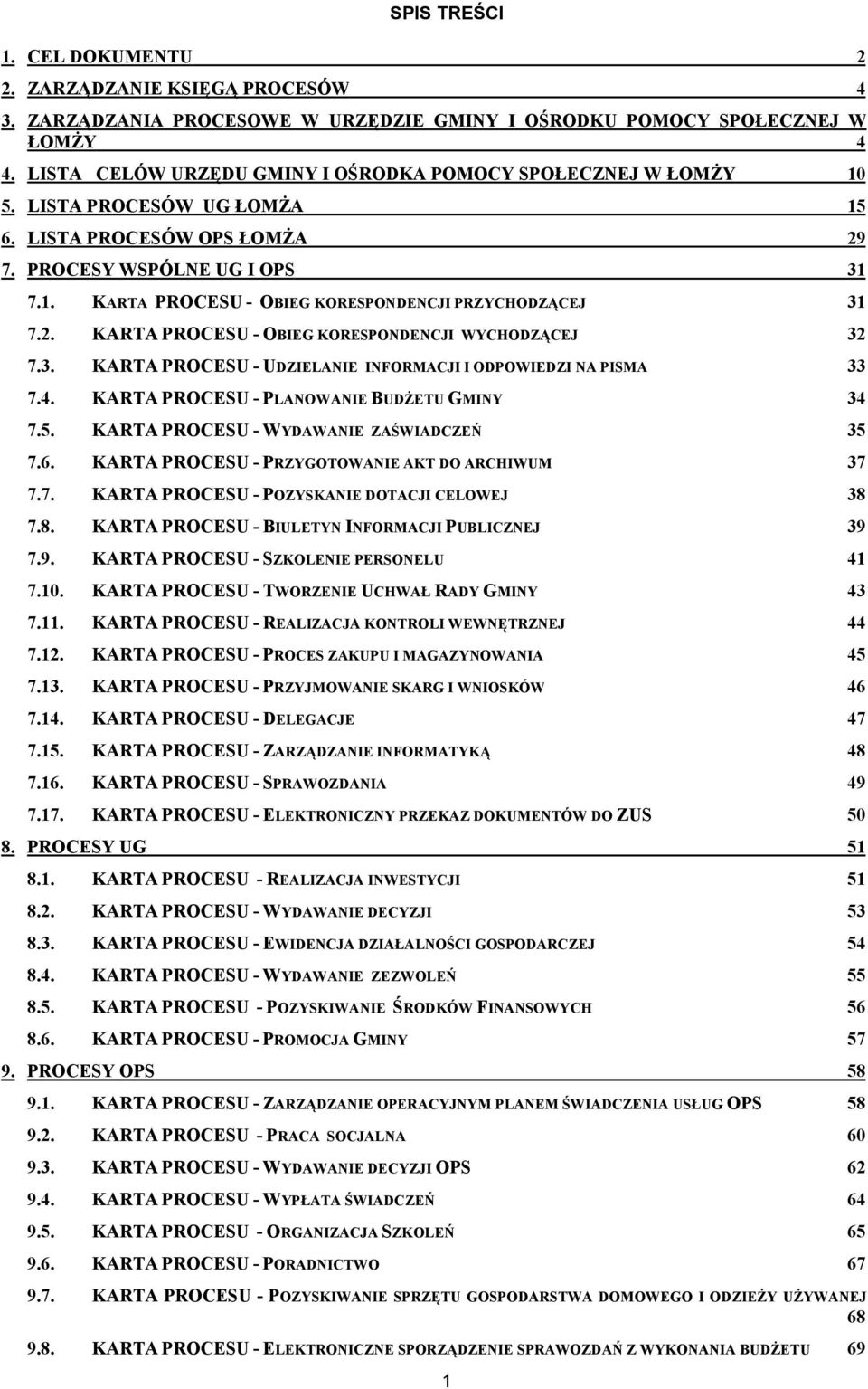 2. KARTA PROCESU - OBIEG KORESPONDENCJI WYCHODZĄCEJ 32 7.3. KARTA PROCESU - UDZIELANIE INFORMACJI I ODPOWIEDZI NA PISMA 33 7.4. KARTA PROCESU - PLANOWANIE BUDŻETU GMINY 34 7.5.