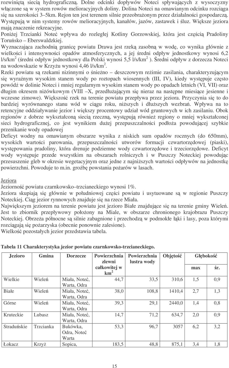 Poniej Trzcianki Note wpływa do rozległej Kotliny Gorzowskiej, która jest czci Pradoliny Torusko Eberswaldzkiej.