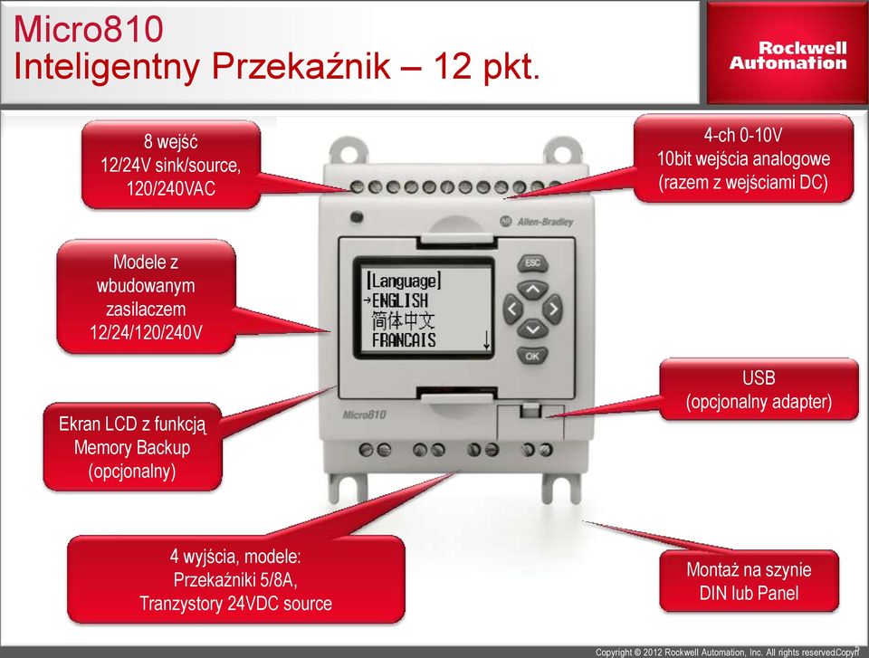 wbudowanym 12/24/120/240V power supply zasilaczem models 12/24/120/240V Ekran LCD z funkcją Memory Backup