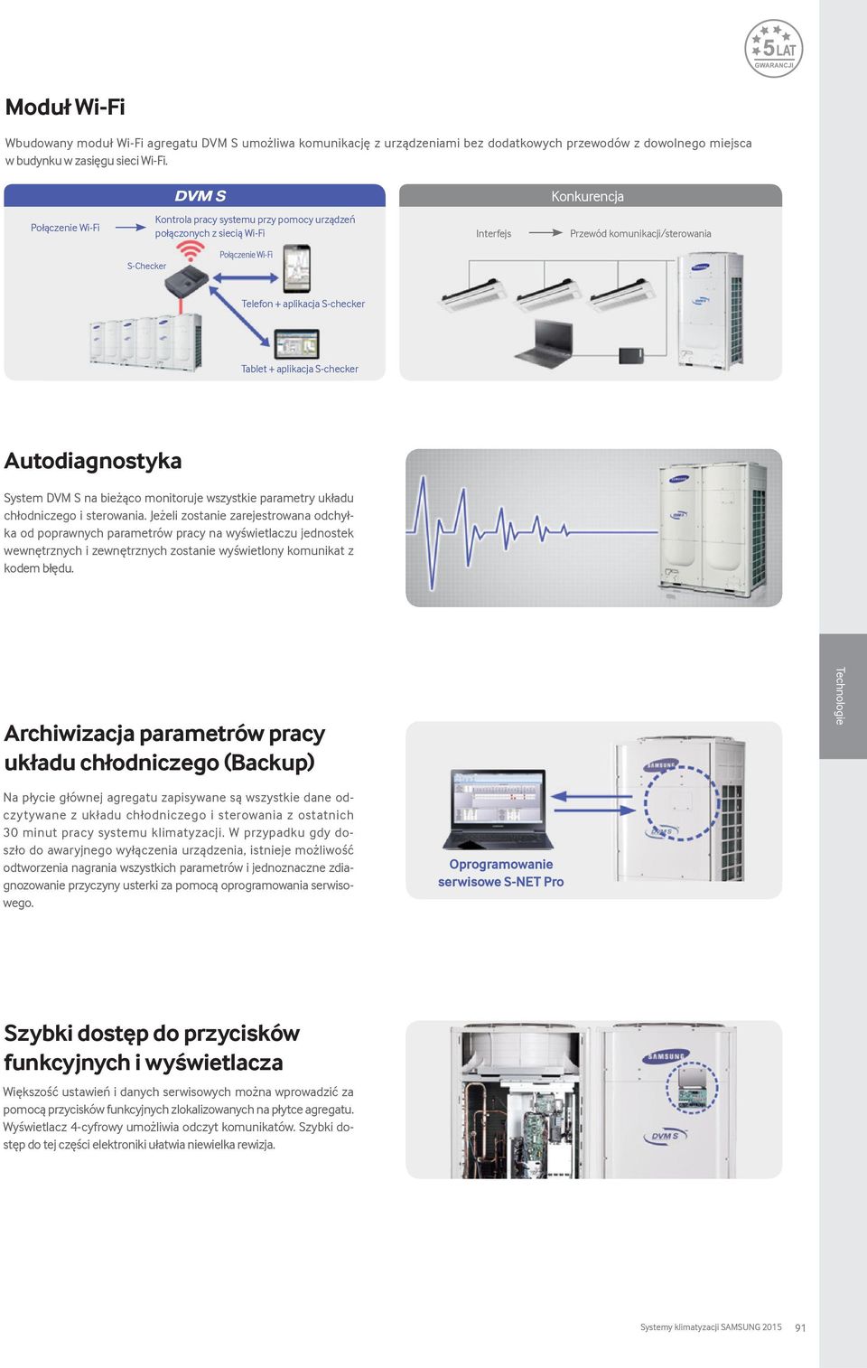 Tablet + aplikacja S-checker Autodiagnostyka System DVM S na bieżąco monitoruje wszystkie parametry układu chłodniczego i sterowania.