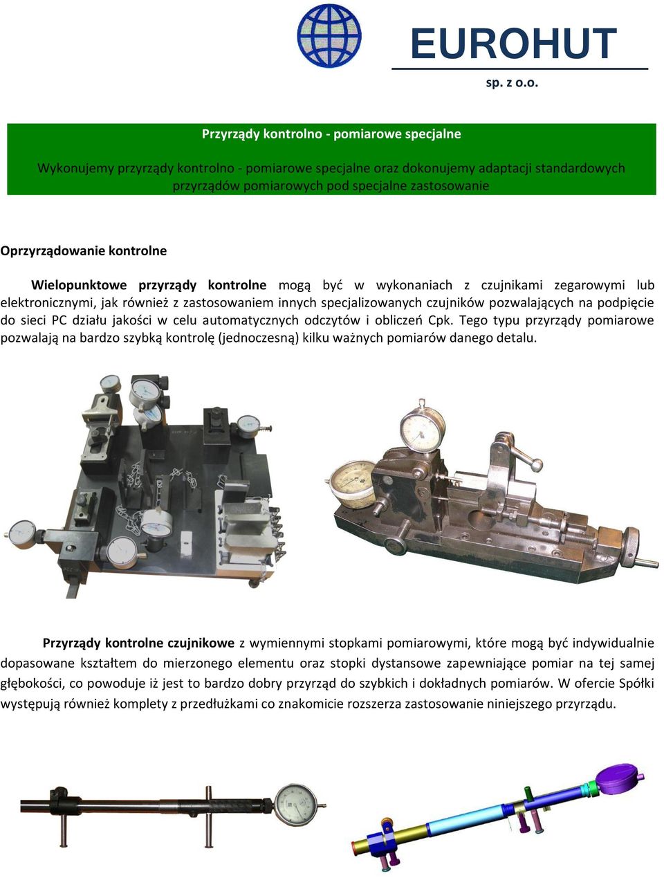 pozwalających na podpięcie do sieci PC działu jakości w celu automatycznych odczytów i obliczeń Cpk.