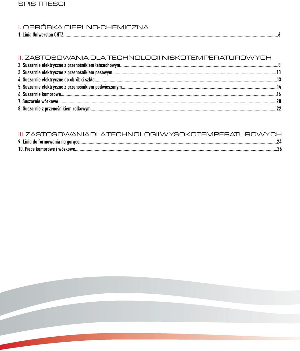 Suszarnie elektryczne do obróbki szkła......13 5. Suszarnie elektryczne z przenośnikiem podwieszanym... 14 6. Suszarnie komorowe....16 7.