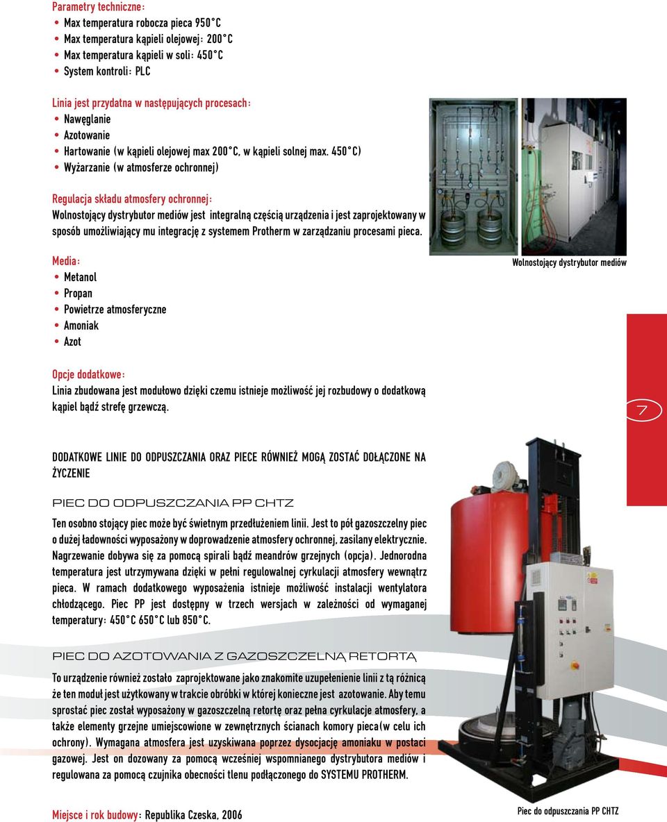 450 C) Wyżarzanie (w atmosferze ochronnej) Regulacja składu atmosfery ochronnej: Wolnostojący dystrybutor mediów jest integralną częścią urządzenia i jest zaprojektowany w sposób umożliwiający mu