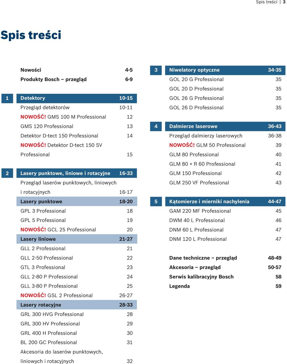 GCL 25 20 Lasery liniowe 21-27 GLL 2 21 GLL 2-50 22 GTL 3 23 GLL 2-80 P 24 GLL 3-80 P 25 NOWOŚĆ!