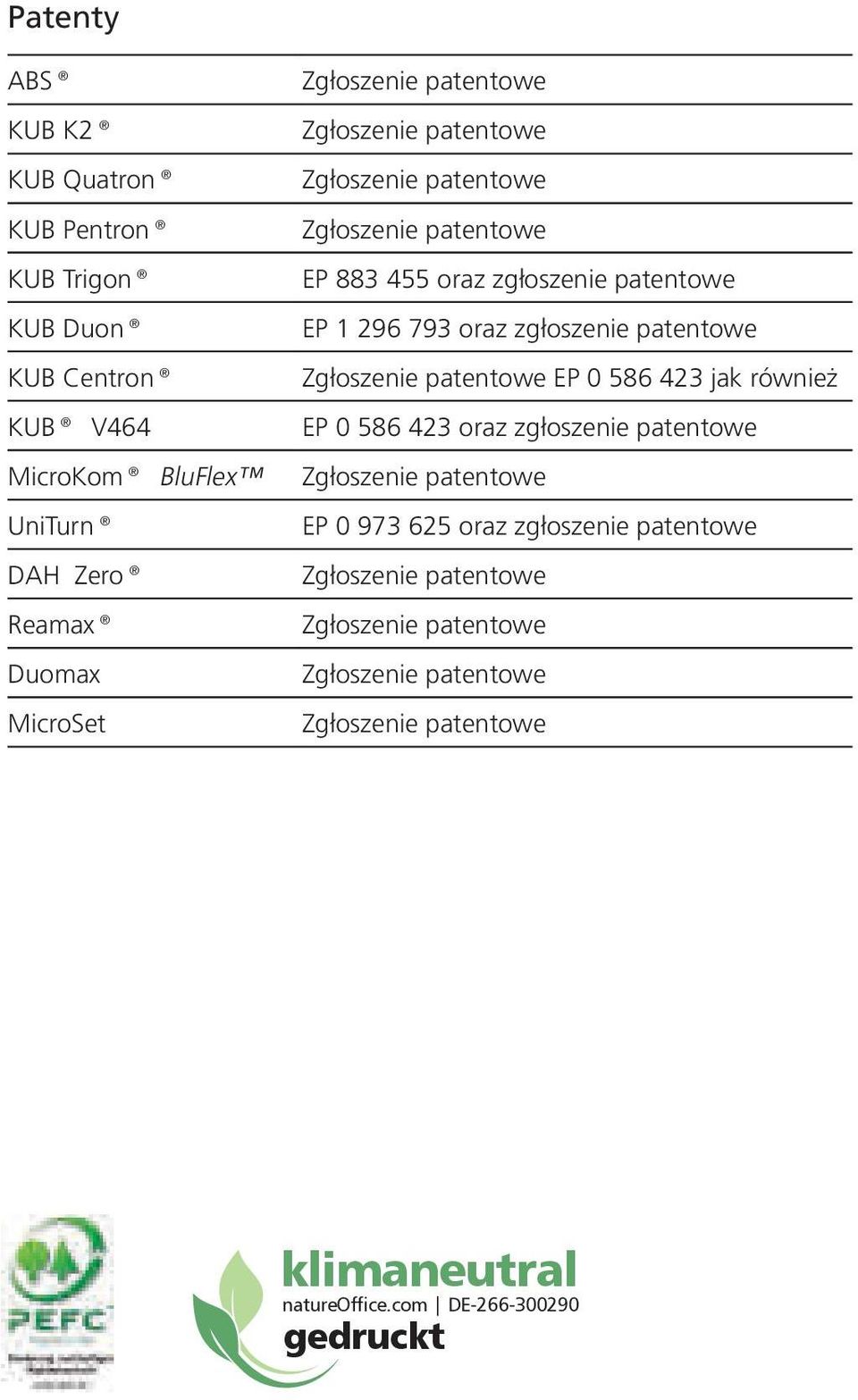 zgłoszenie patentowe Zgłoszenie patentowe EP 0 586 423 jak również EP 0 586 423 oraz zgłoszenie patentowe Zgłoszenie patentowe EP 0 973 625 oraz