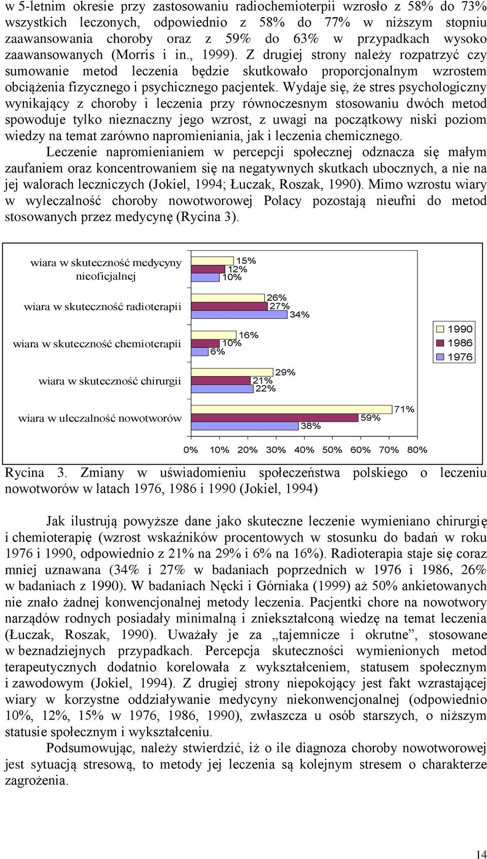 Wydaje się, że stres psychologiczny wynikający z choroby i leczenia przy równoczesnym stosowaniu dwóch metod spowoduje tylko nieznaczny jego wzrost, z uwagi na początkowy niski poziom wiedzy na temat