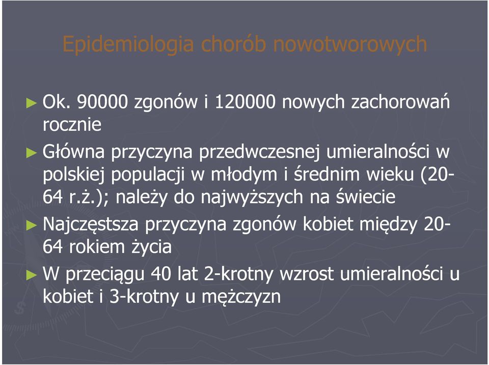 umieralności w polskiej populacji w młodym i średnim wieku (20-64 r.ż.