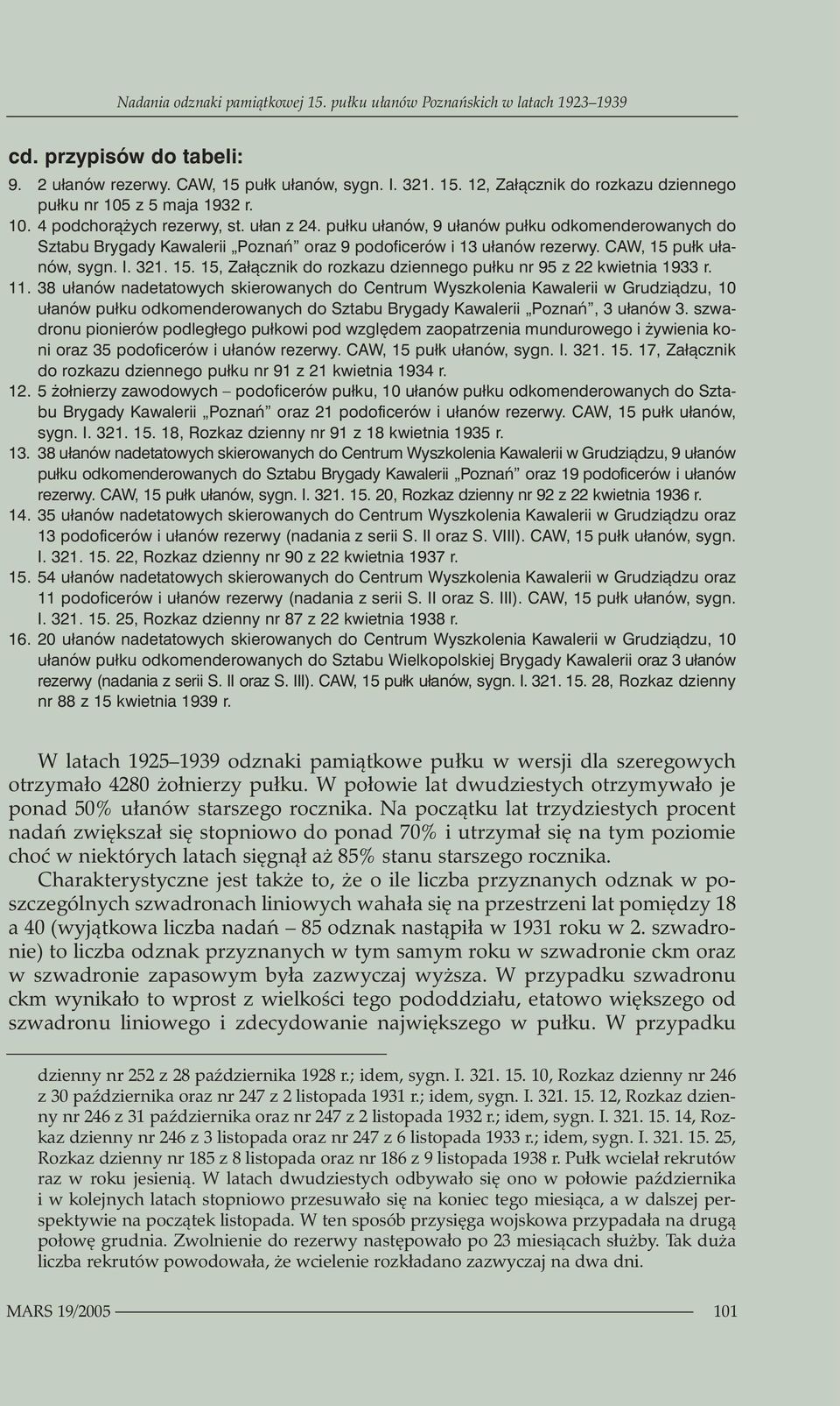 15. 15, Załącznik do rozkazu dziennego pułku nr 95 z 22 kwietnia 1933 r. 11.