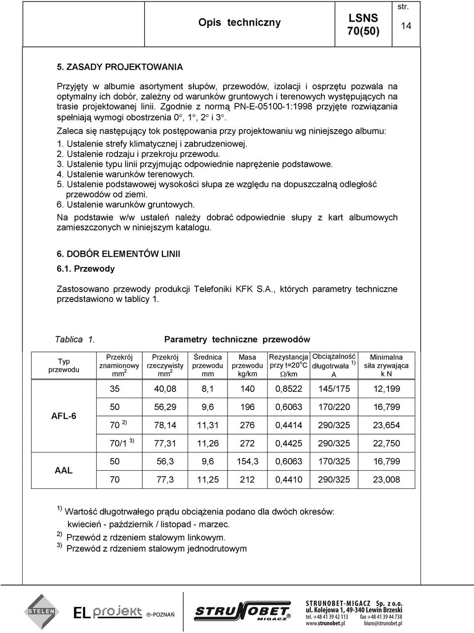 projektowanej linii. Zgodnie z normą PN-E-05100-1:1998 przyjęte rozwiązania spełniają wymogi obostrzenia 0, 1, 2 i 3.