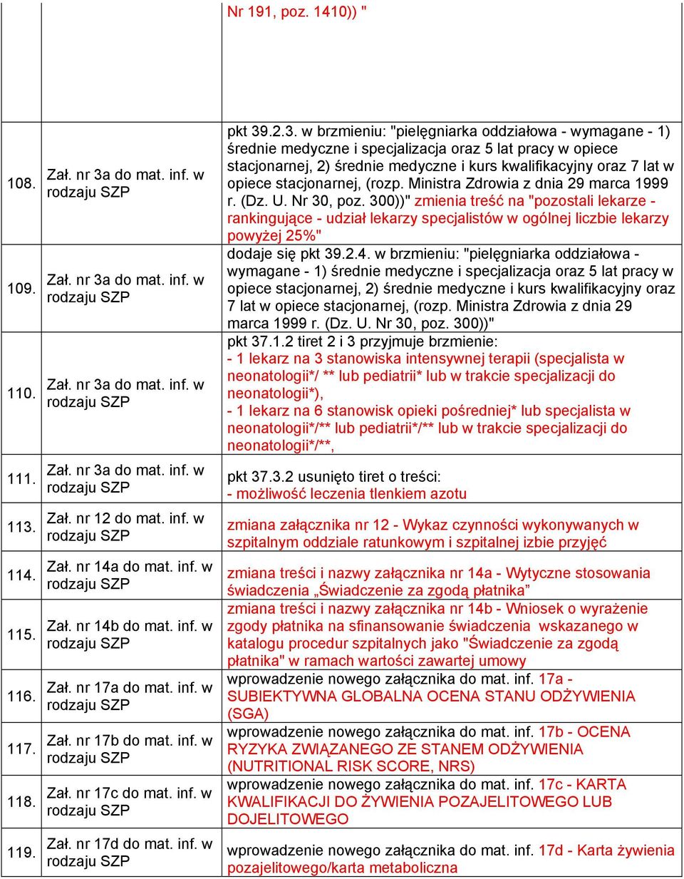 .2.3. w brzmieniu: "pielęgniarka oddziałowa - wymagane - 1) średnie medyczne i specjalizacja oraz 5 lat pracy w opiece stacjonarnej, 2) średnie medyczne i kurs kwalifikacyjny oraz 7 lat w opiece