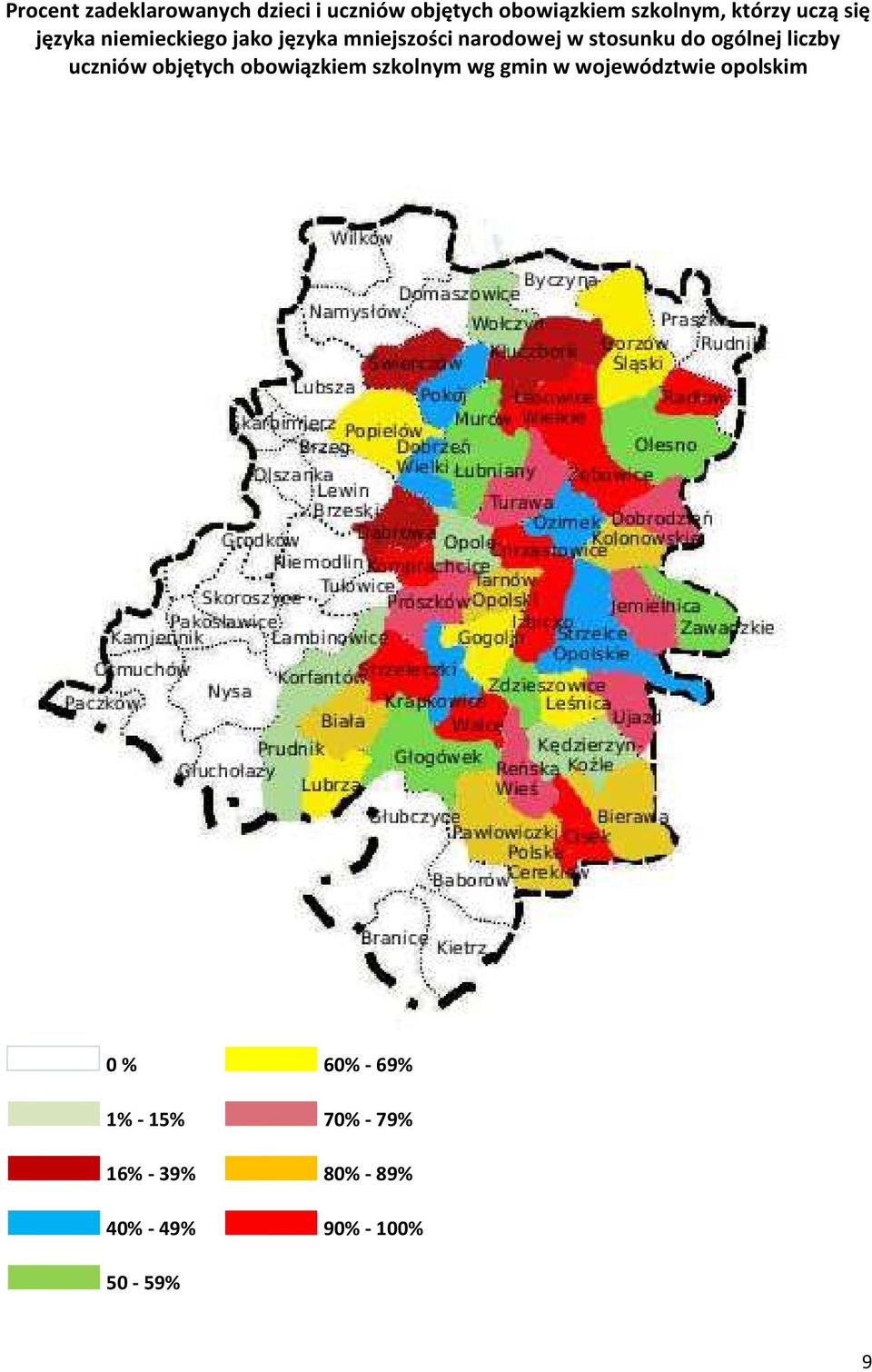 ogólnej liczby uczniów objętych obowiązkiem szkolnym wg gmin w województwie