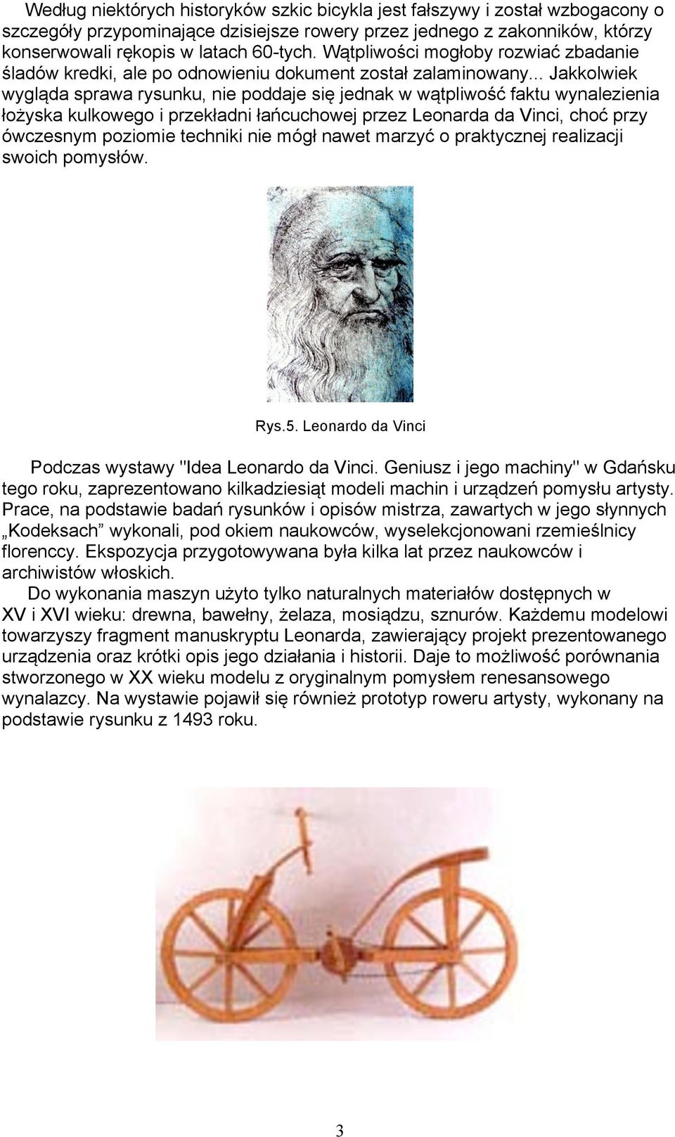 .. Jakkolwiek wygląda sprawa rysunku, nie poddaje się jednak w wątpliwość faktu wynalezienia łożyska kulkowego i przekładni łańcuchowej przez Leonarda da Vinci, choć przy ówczesnym poziomie techniki